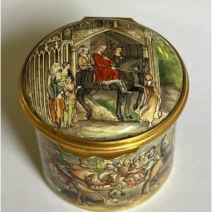 Halcyon Days Bilston & Battersea Enamel Trinket box Canterbury Ta…